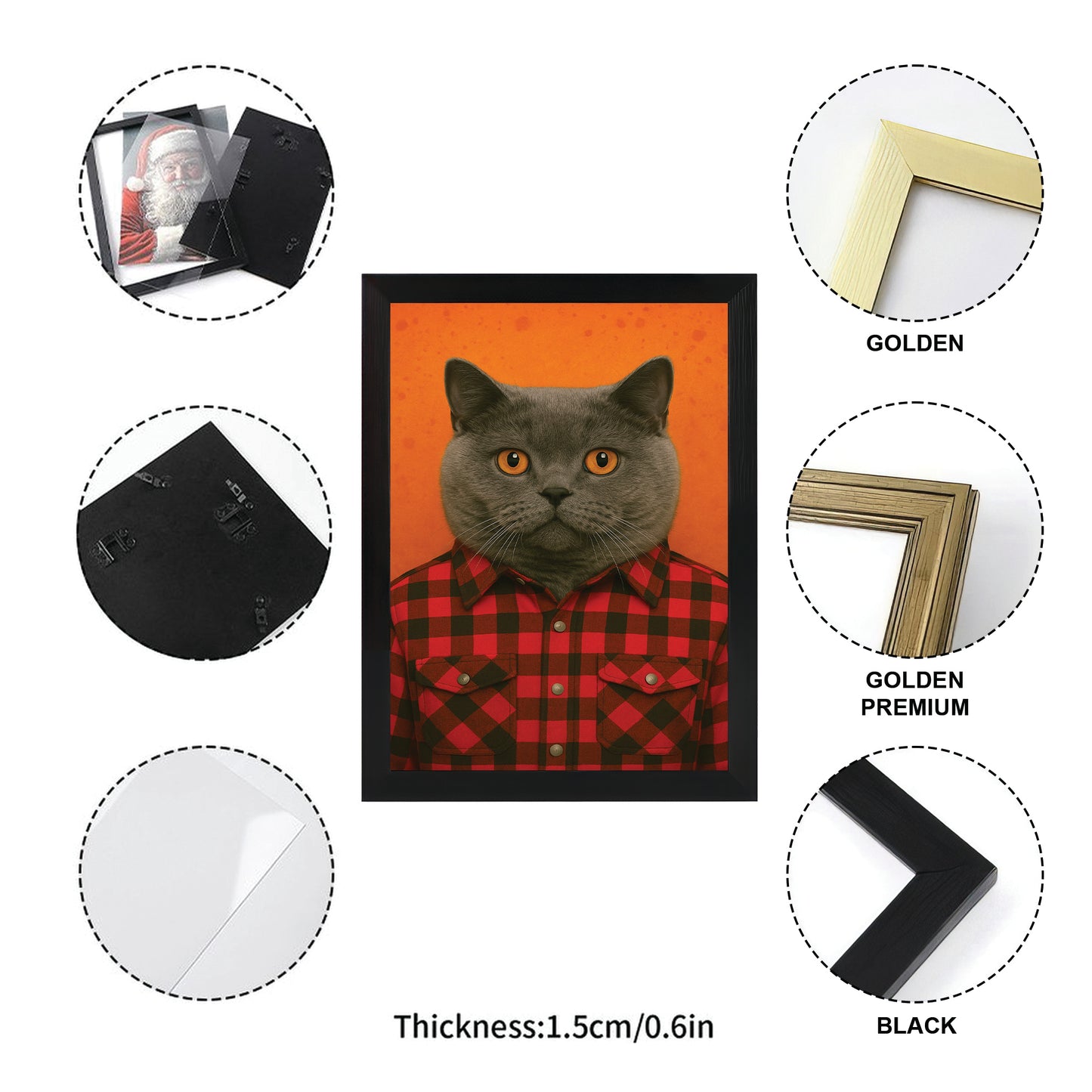 Custom Photo Cat In Red Shirt Canvas Framed Wall Art Gift For Cat Lovers