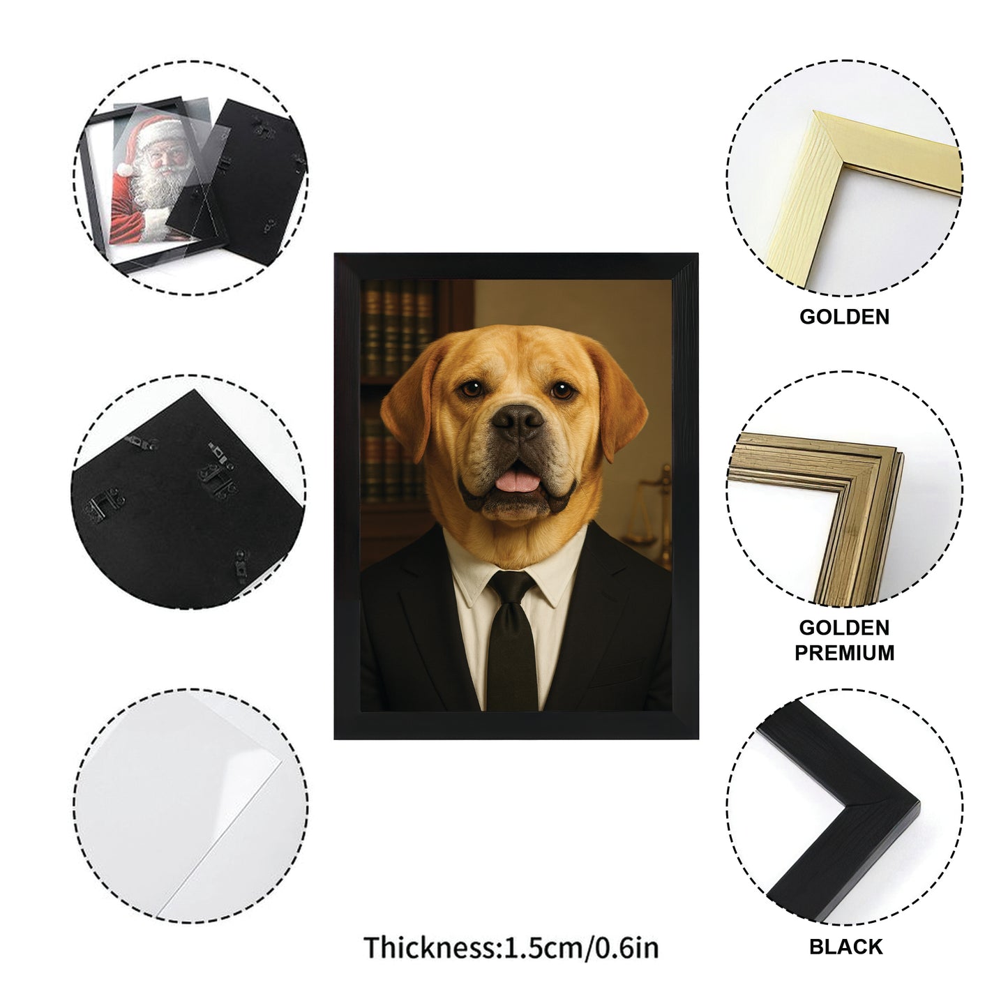 Custom Photo Lawyer Dog Canvas Framed Wall Art Gift For Dog Lovers