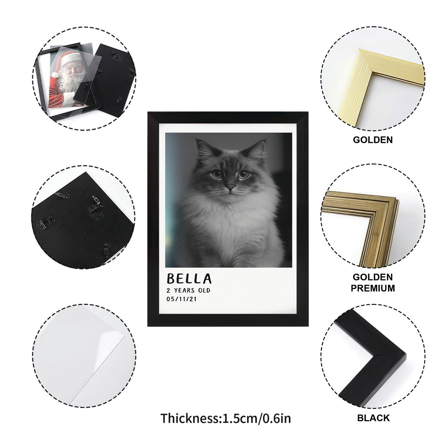 Custom Photo Polaroid Film Canvas Framed Wall Art Gift For Cat Lovers