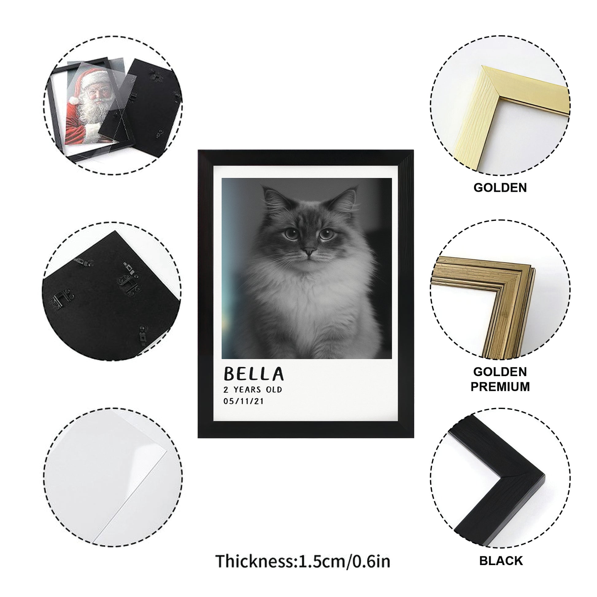 Custom Photo Polaroid Film Canvas Framed Wall Art Gift For Cat Lovers