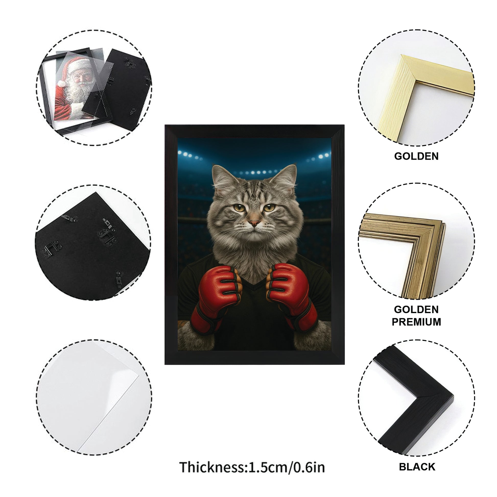 Custom Photo Mma Cat Canvas Framed Wall Art Gift For Cat Lovers