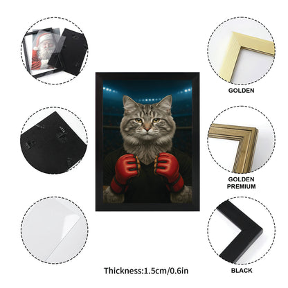 Custom Photo Mma Cat Canvas Framed Wall Art Gift For Cat Lovers