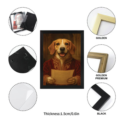Custom Photo Dog Royal Style 06 Canvas Framed Wall Art Gift For Dog Lovers
