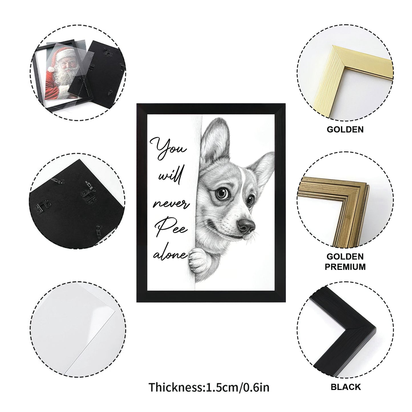 Custom Photo Dog Breed Bathroom Canvas Framed Wall Art Gift For Dog Lovers