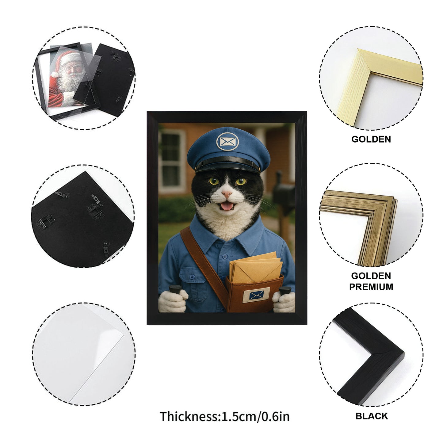 Custom Photo Mail Carrier Cat Canvas Framed Wall Art Gift For Cat Lovers