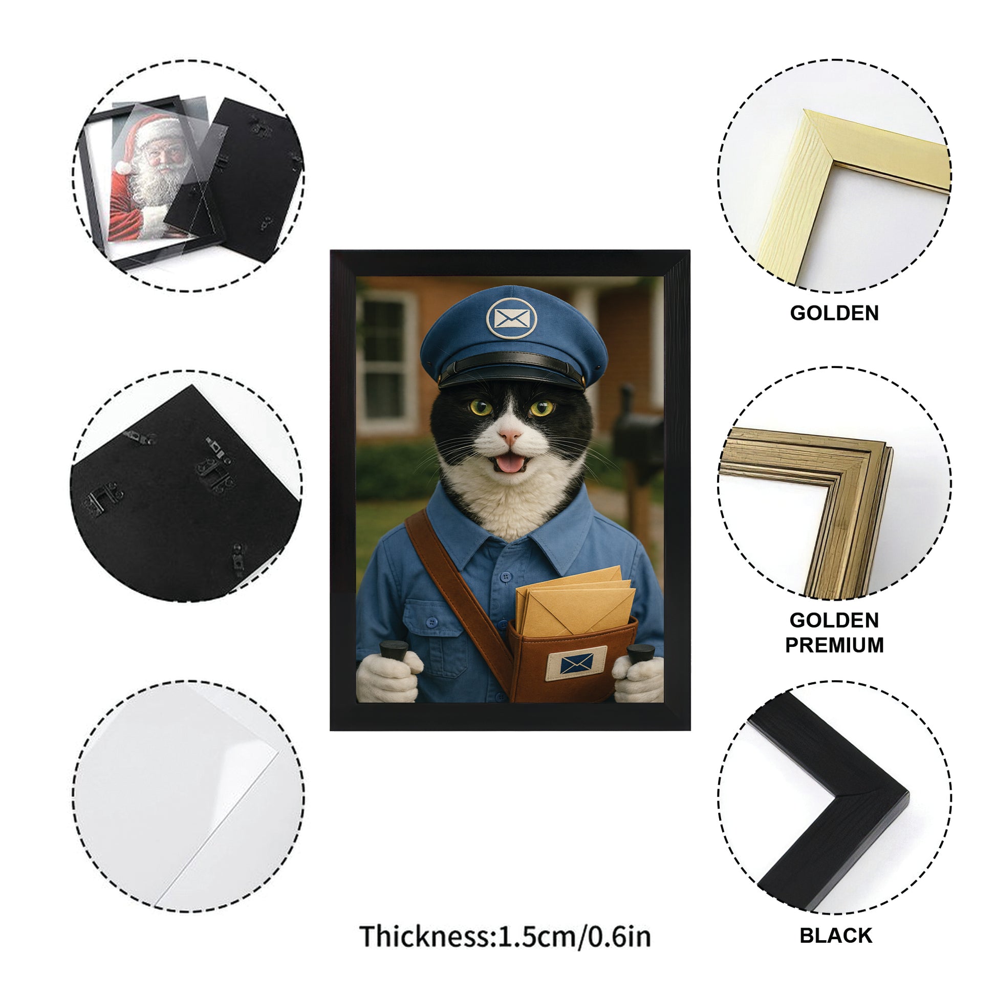 Custom Photo Mail Carrier Cat Canvas Framed Wall Art Gift For Cat Lovers