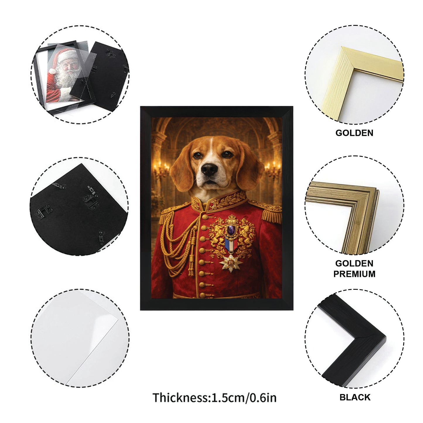 Custom Photo Royal King Dog Style 02 Canvas Framed Wall Art Gift For Dog Lovers