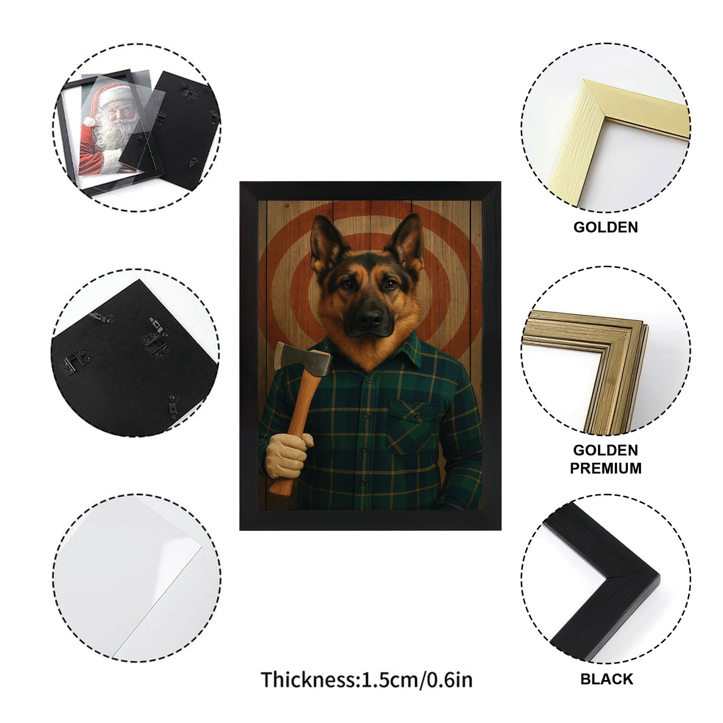 Custom Photo Axe Throw Dog Canvas Framed Wall Art Gift For Dog Lovers