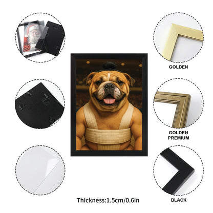 Custom Photo Sumo Dog Canvas Framed Wall Art Gift For Dog Lovers
