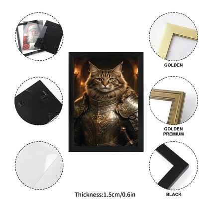 Custom Photo Knight Royal Cat Canvas Framed Wall Art Gift For Cat Lovers