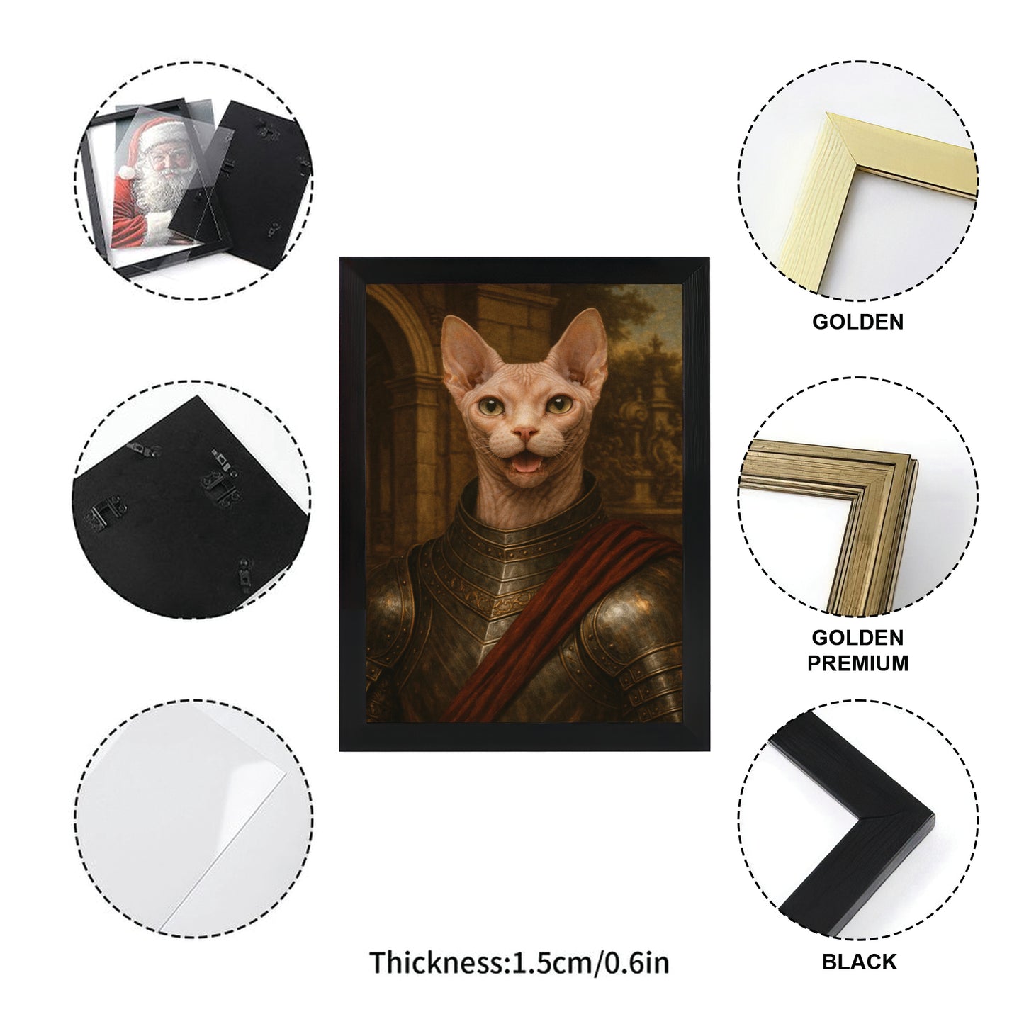 Custom Photo Cat Knight Canvas Framed Wall Art Gift For Cat Lovers