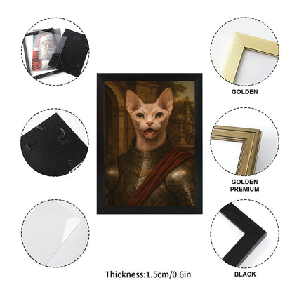 Custom Photo Cat Knight Canvas Framed Wall Art Gift For Cat Lovers