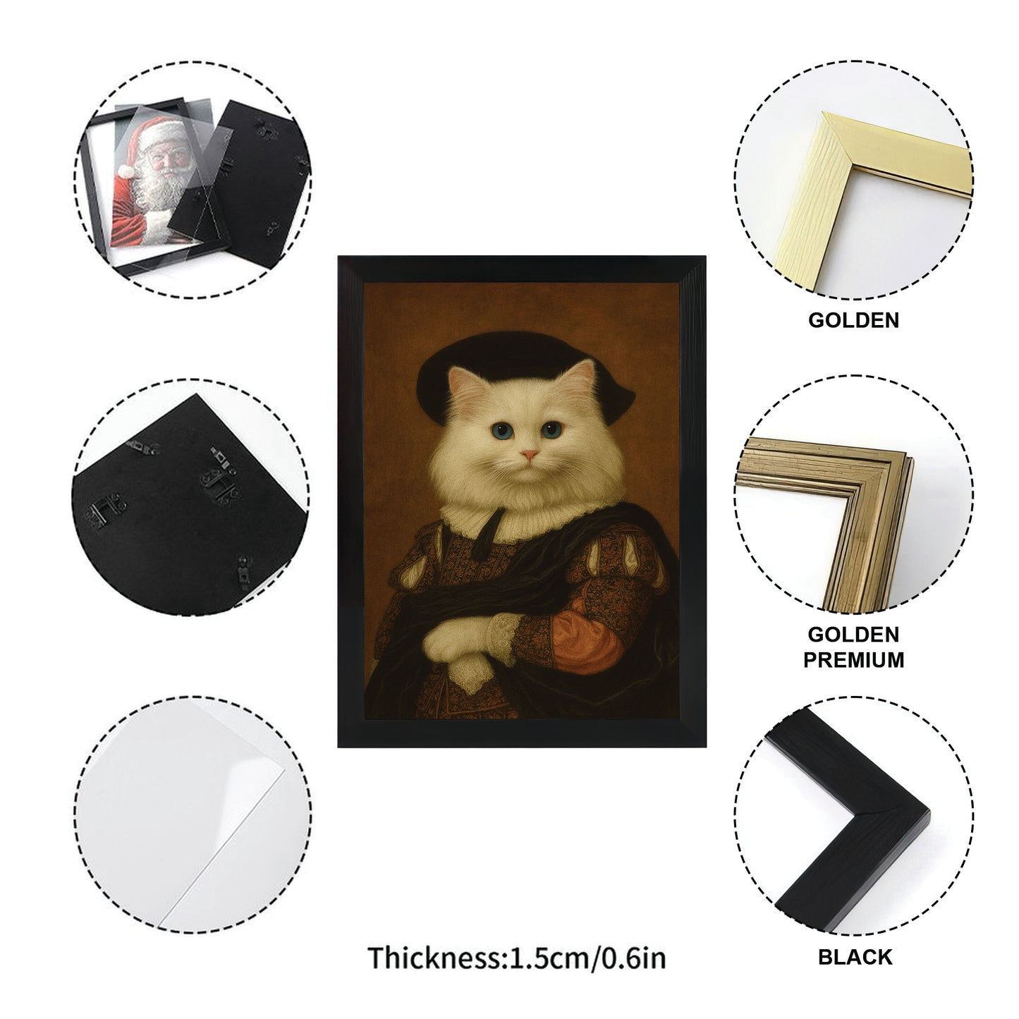 Custom Photo Royal Cat Canvas Framed Wall Art Cat Lover Gifts