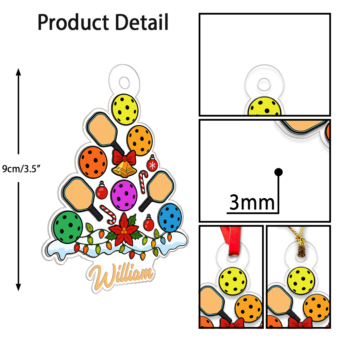 Custom Name Pickleball Christmas Acrylic Ornament Christmas Gift