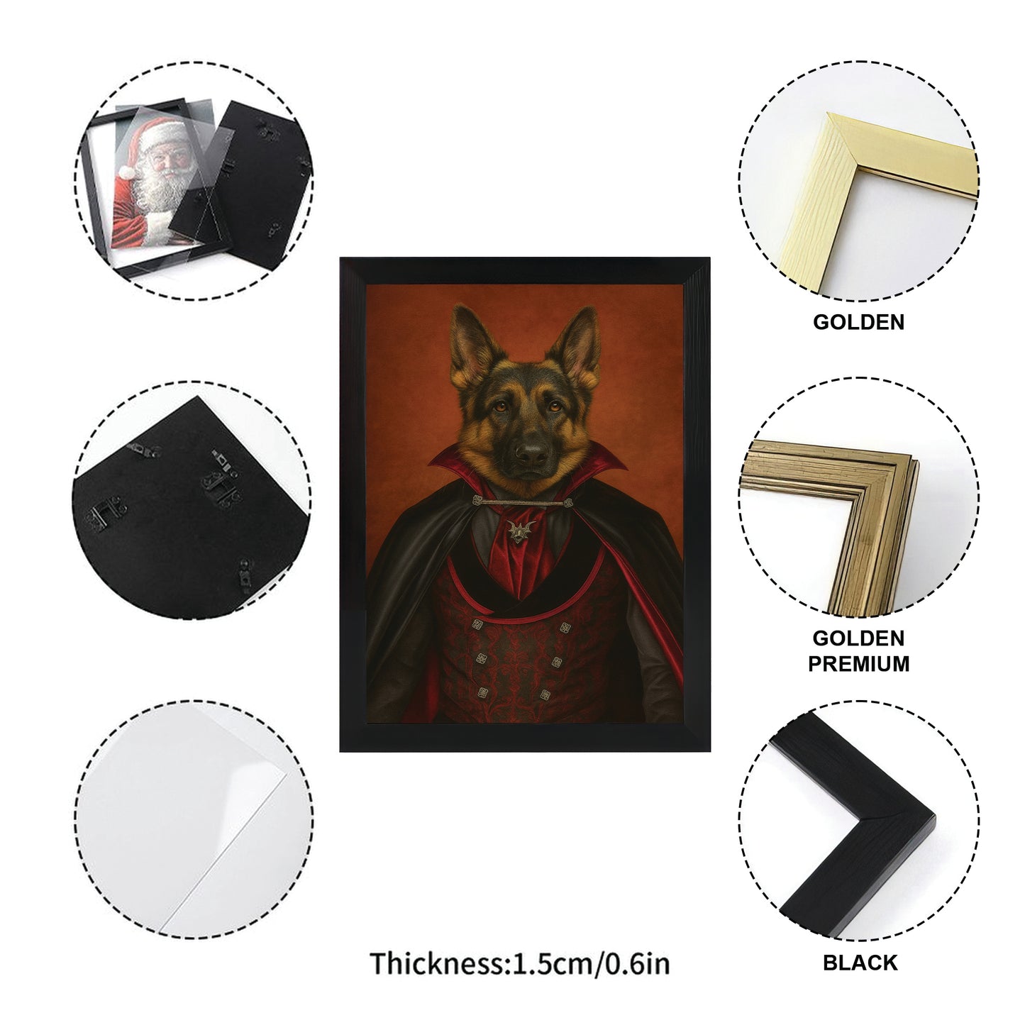 Custom Photo Vampire Dog Canvas Framed Wall Art Gift For Dog Lovers