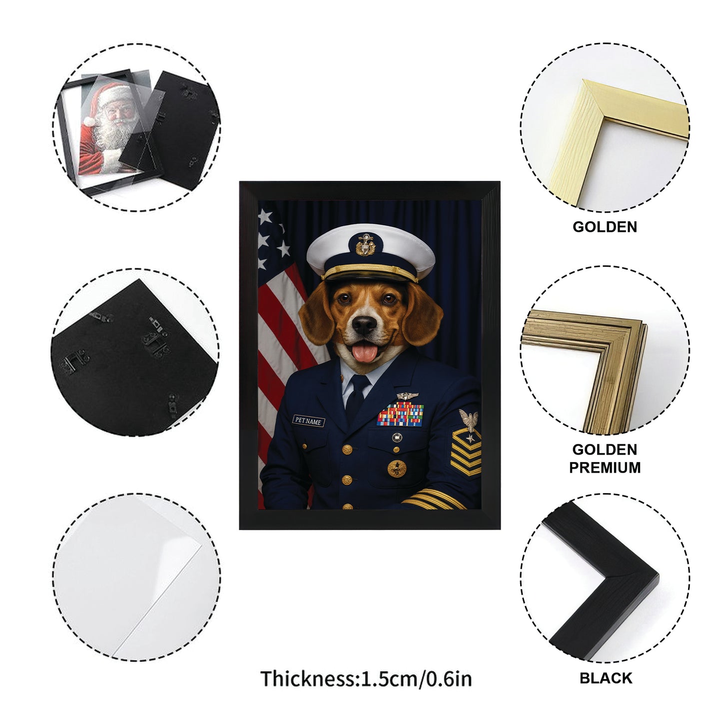 Custom Dog Photo Us Navy Canvas Framed Wall Art Framed Wall Art _ Gift For Dog Lovers