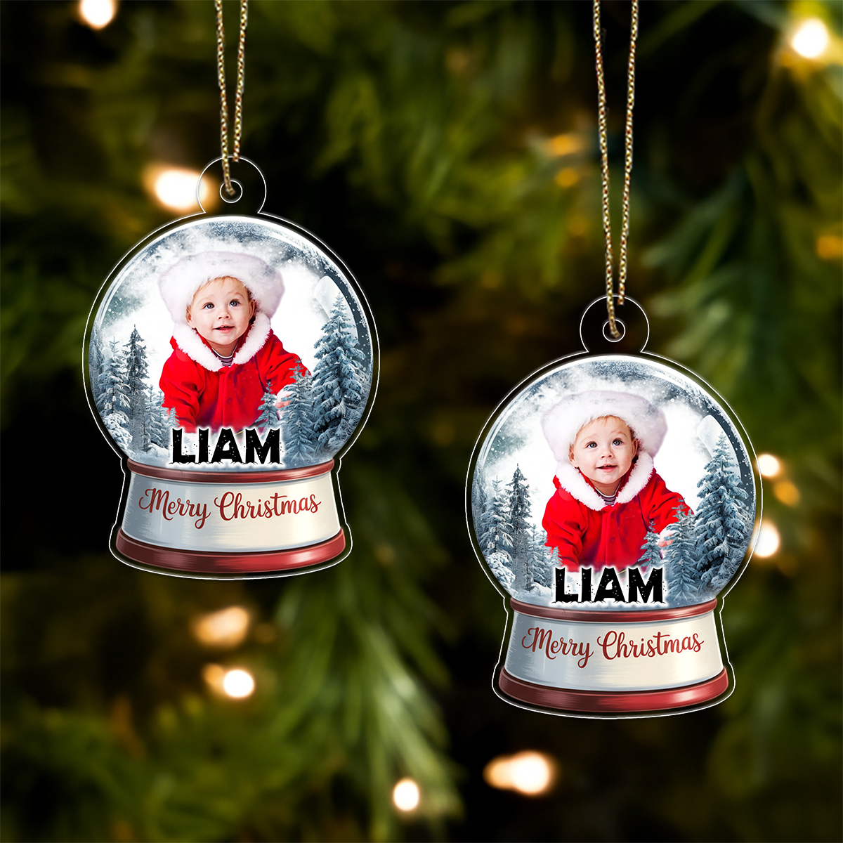 Custom Photo Baby With Name Snow Gloto Baby With Name Snow Globe