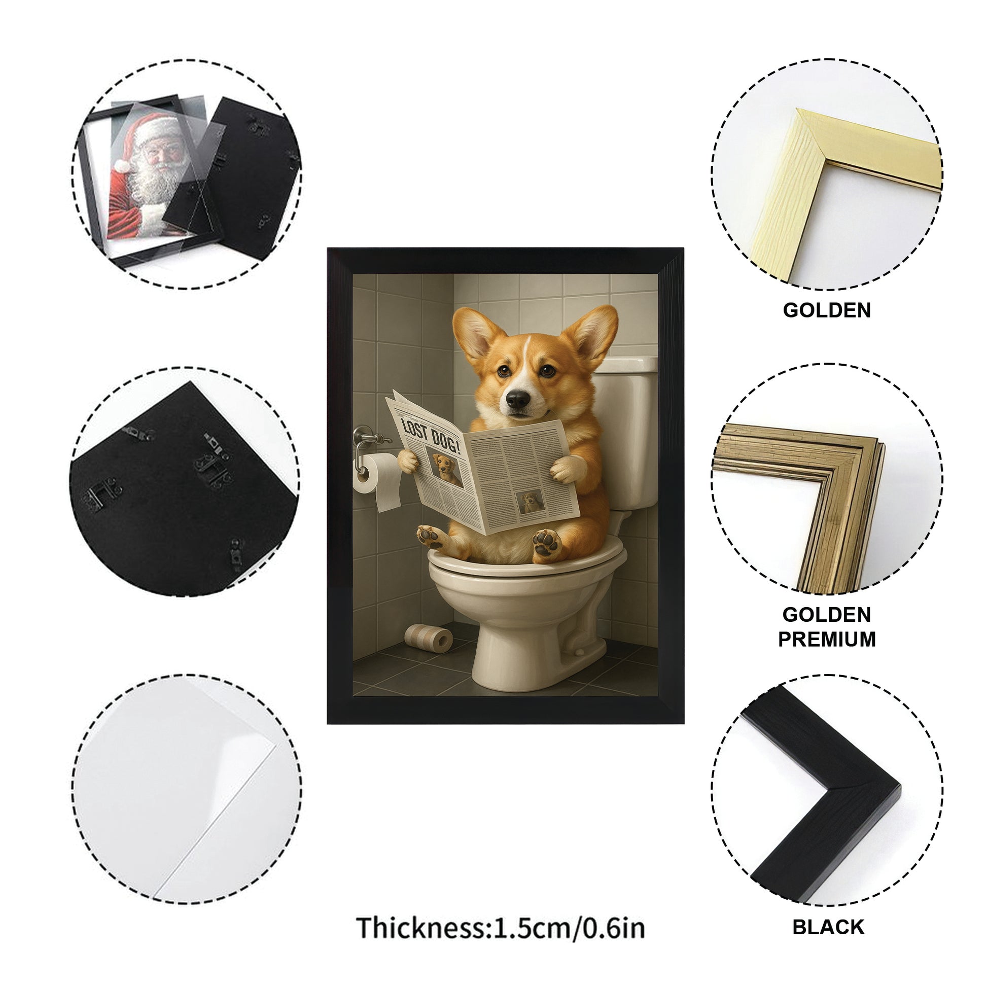 Custom Photo Bathroom Dog Canvas Framed Wall Art Gift For Dog Lovers