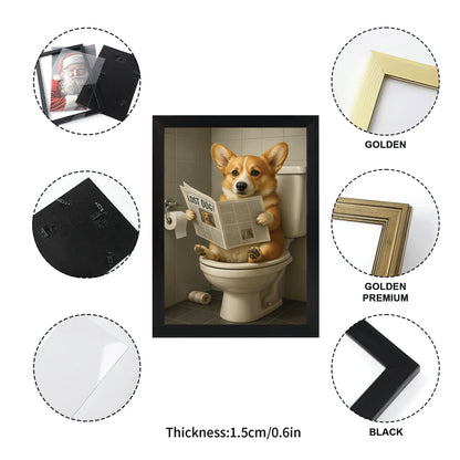 Custom Photo Bathroom Dog Canvas Framed Wall Art Gift For Dog Lovers