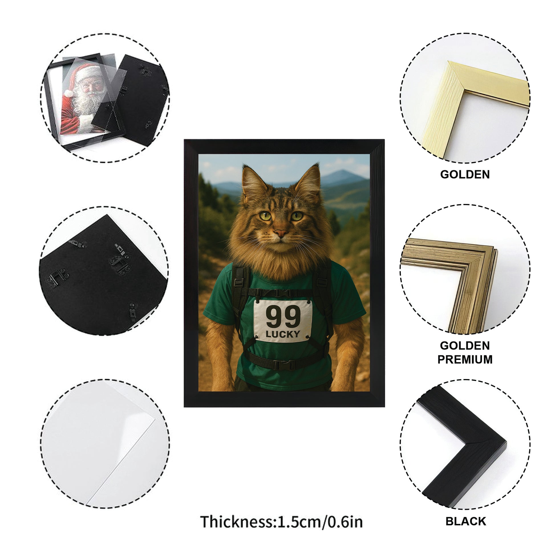 Custom Photo Trail Runner Cat Canvas Framed Wall Art Gift For Cat Lovers