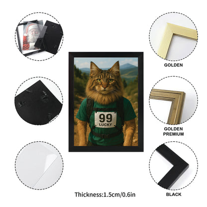 Custom Photo Trail Runner Cat Canvas Framed Wall Art Gift For Cat Lovers