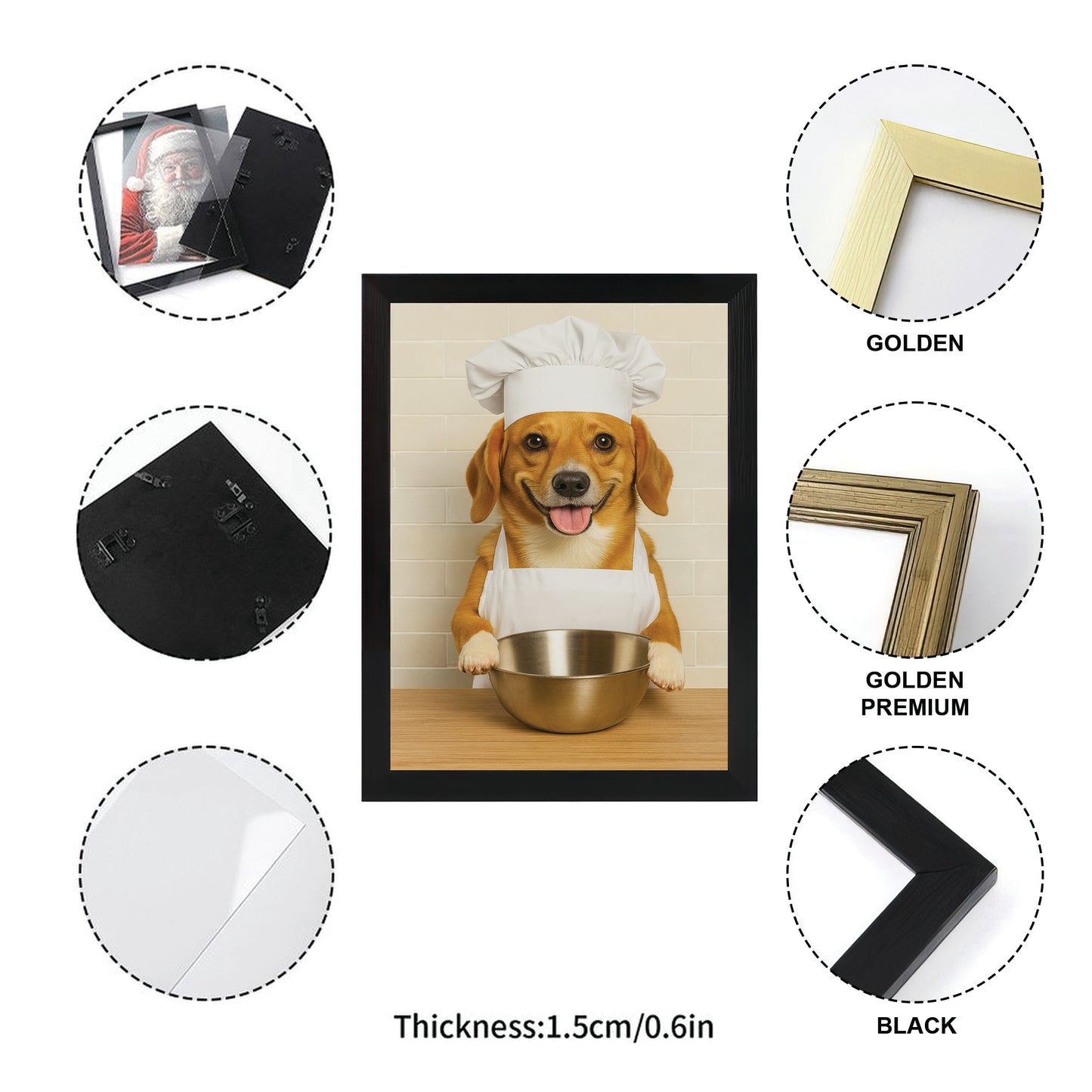 Custom Photo Dog Chef Canvas Framed Wall Art Gift For Dog Lovers