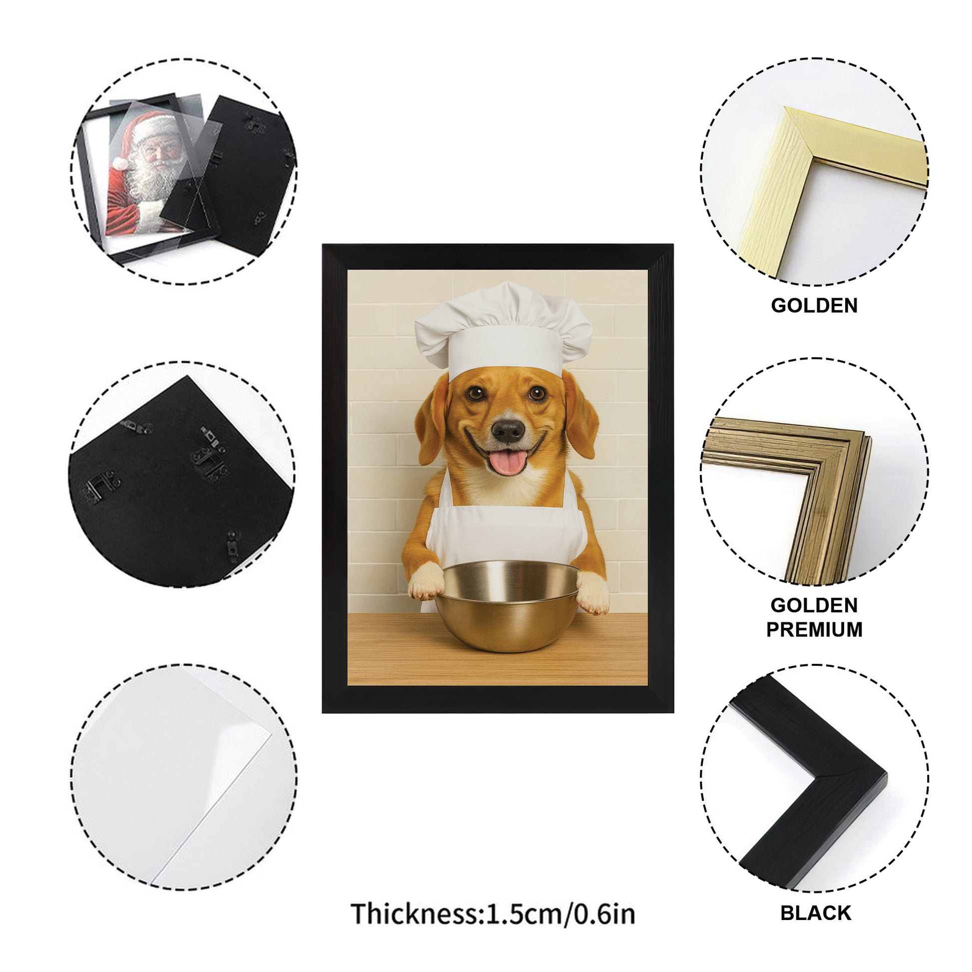 Custom Photo Dog Chef Canvas Framed Wall Art Gift For Dog Lovers