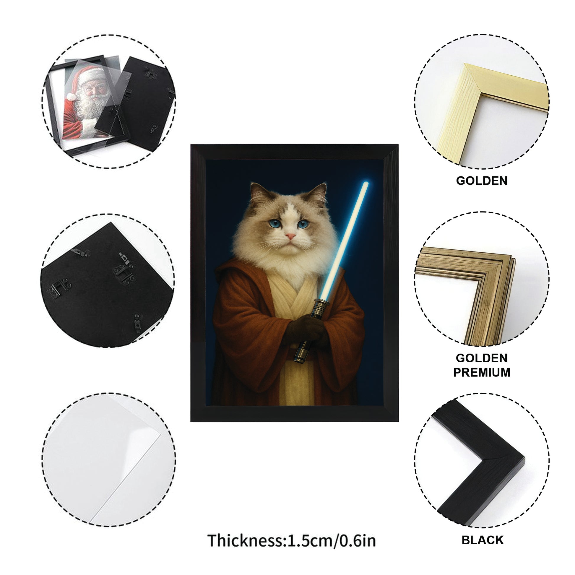 Custom Photo Master Paw Cat Canvas Framed Wall Art Gift For Cat Lovers