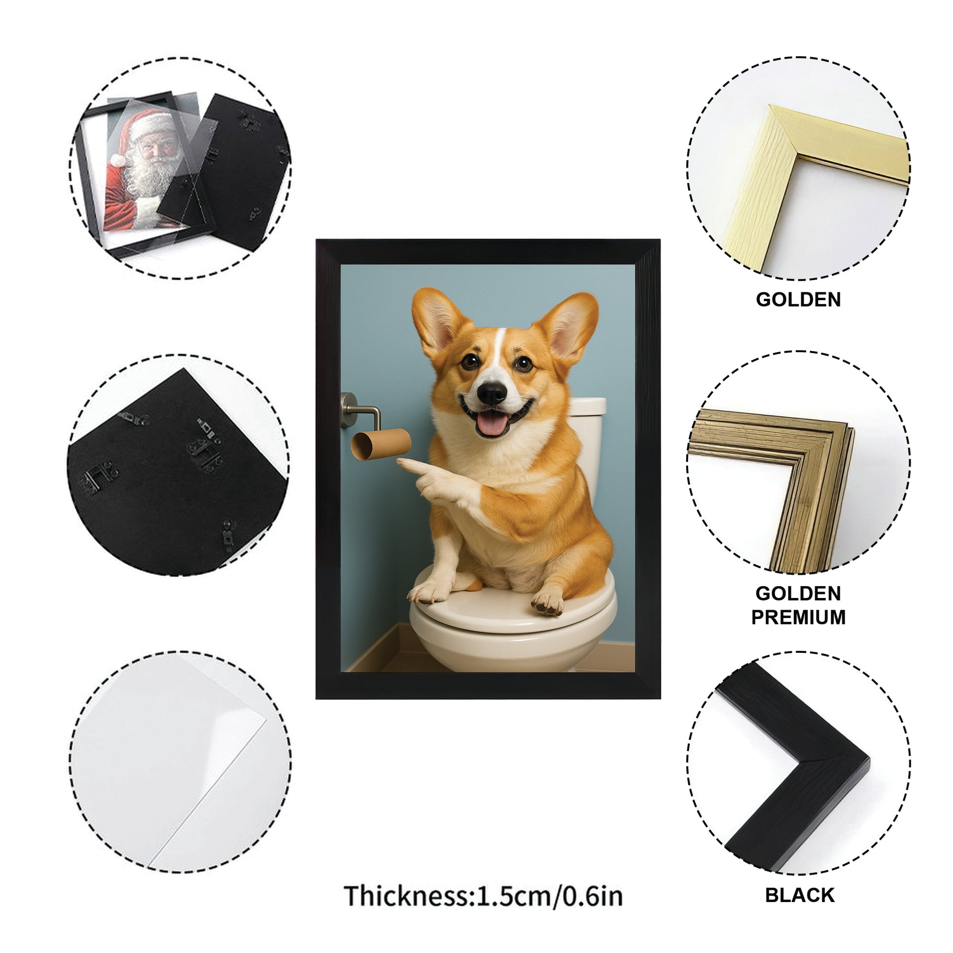 Custom Photo Dog Bathroom Style 33 Canvas Framed Wall Art Gift For Dog Lovers