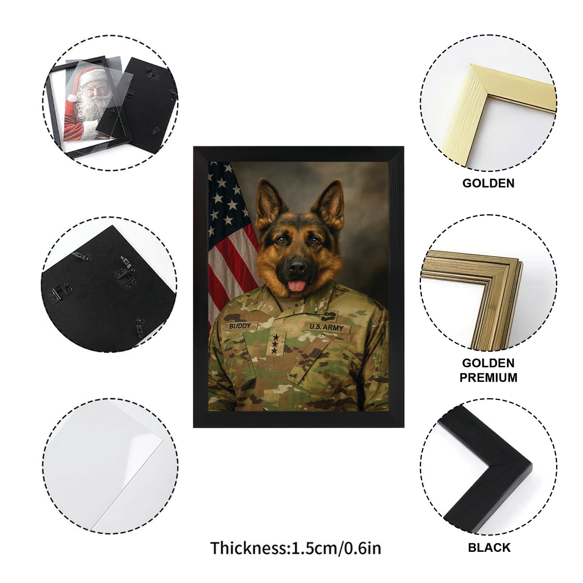 Custom Dog Photo Us Army Canvas Framed Wall Art Framed Wall Art _ Gift For Dog Lovers