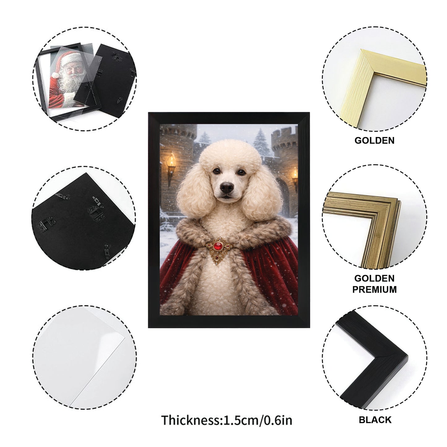 Custom Photo Winter King Royal Canvas Framed Wall Art Gift For Dog Lovers