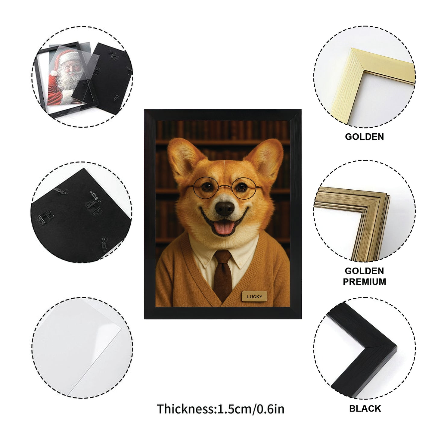 Custom Photo Librarian Book Lover Dog Canvas Framed Wall Art Gift For Dog Lovers