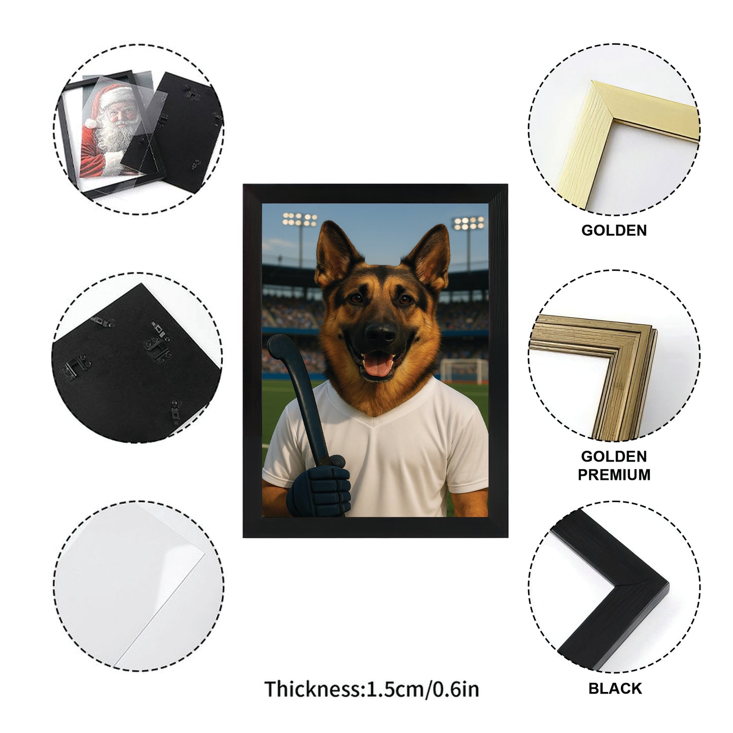 Custom Photo Field Hockey Dog Canvas Framed Wall Art Gift For Dog Lovers