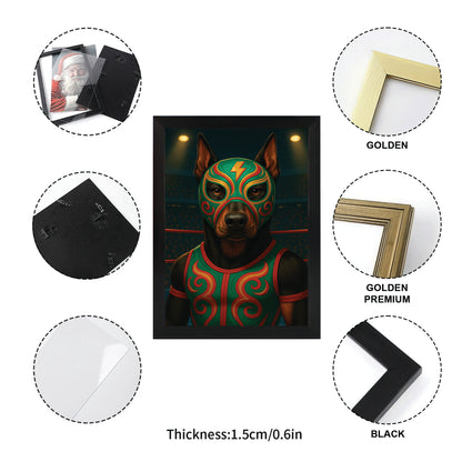 Custom Photo Lucha Libre Wrestler Mask Dog Canvas Framed Wall Art Gift For Dog Lovers