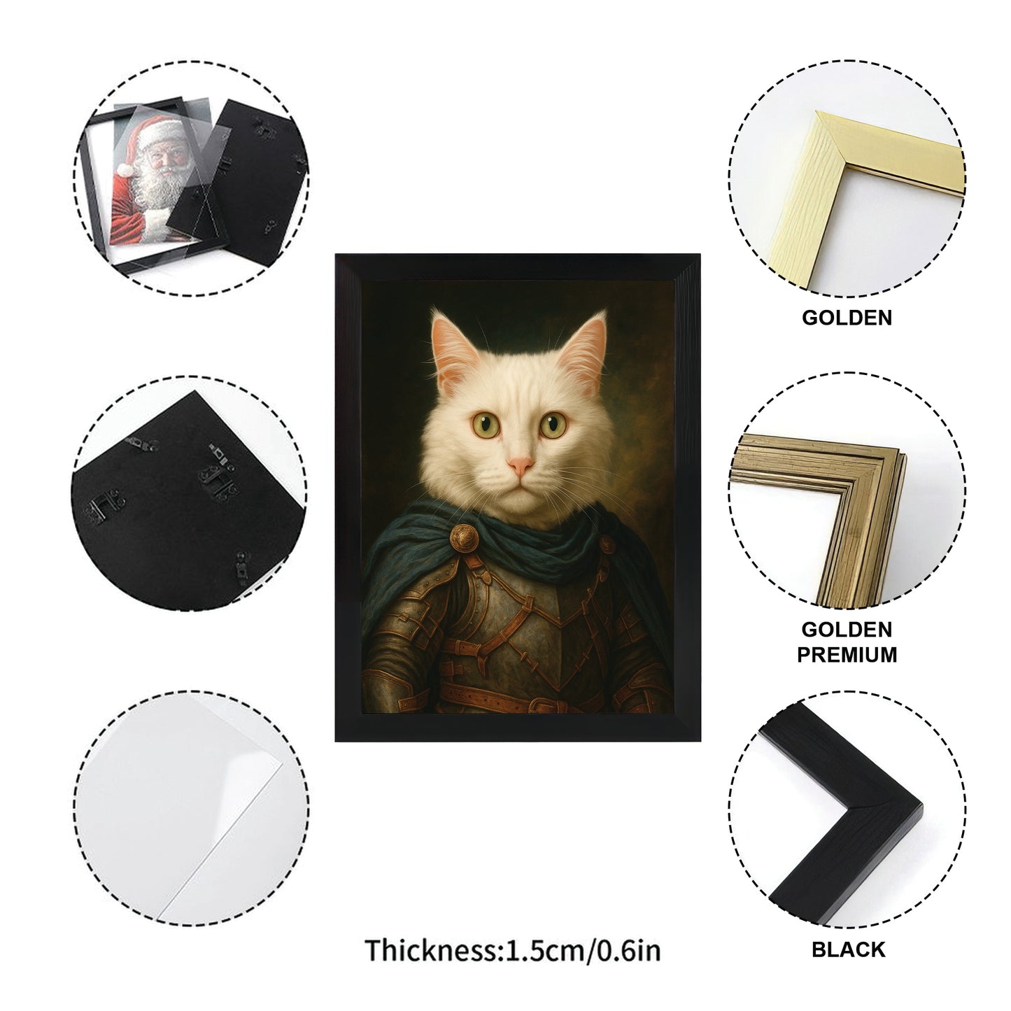 Custom Cat Photo Viking Canvas Framed Wall Art _ Gift For Cat Lovers