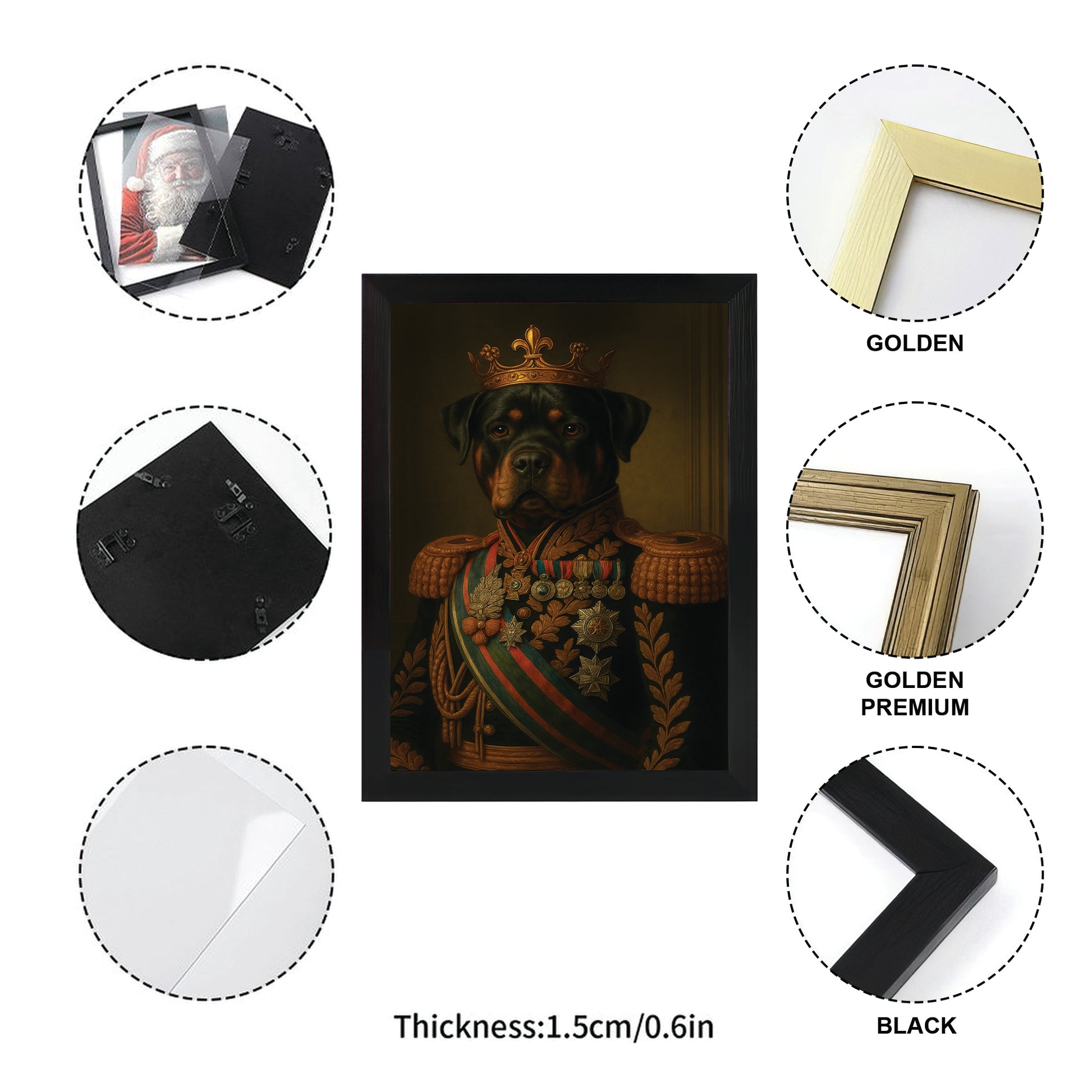 Custom Photo Dog King Crown Royal Canvas Framed Wall Art Framed Wall Art _ Gift For Dog Lovers