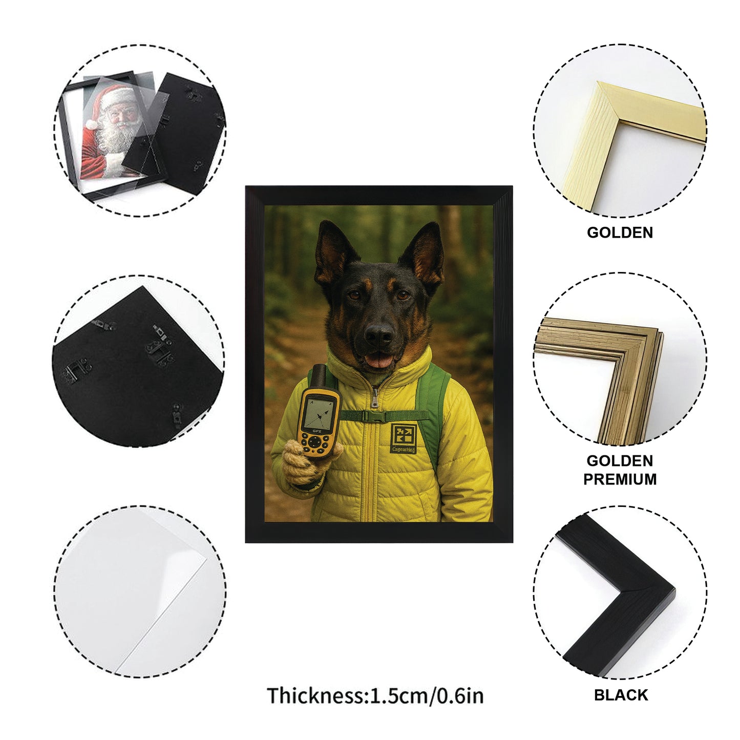 Custom Photo Geocaching Gps Adventure Dog Canvas Framed Wall Art Gift For Dog Lovers