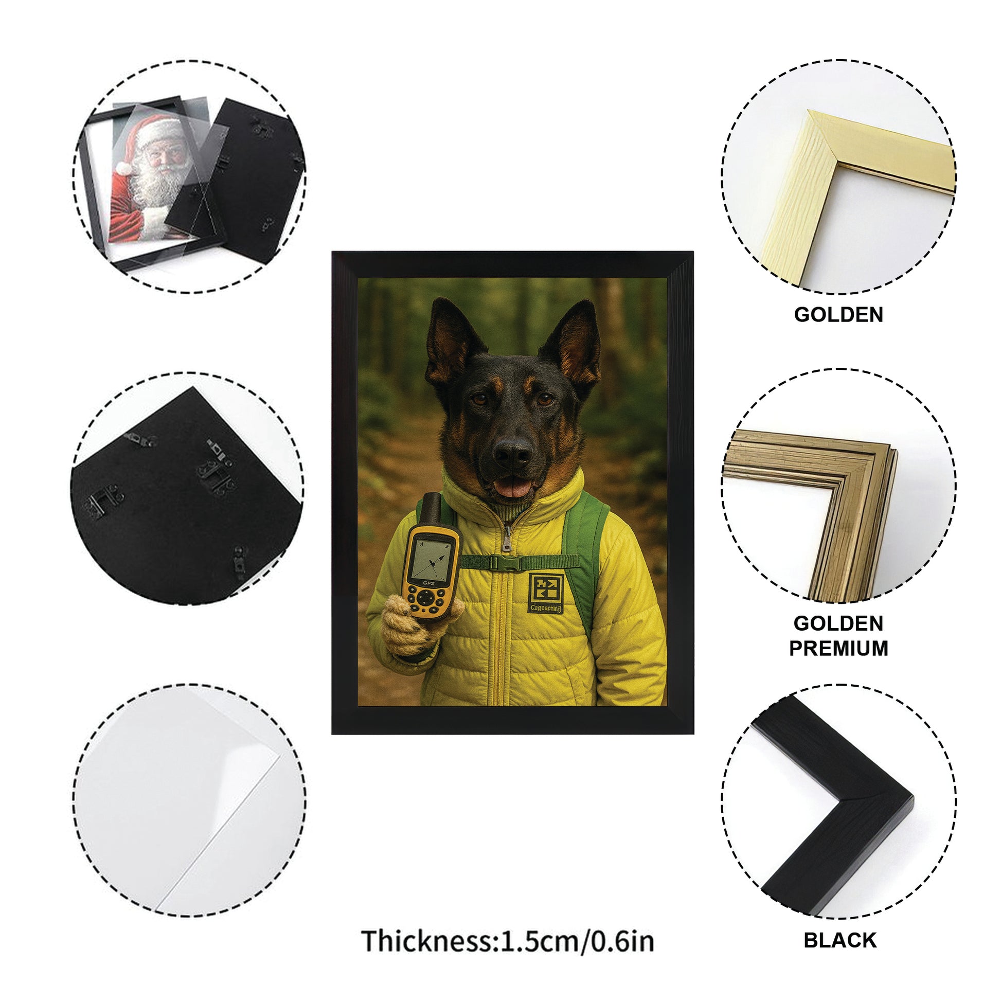 Custom Photo Geocaching Gps Adventure Dog Canvas Framed Wall Art Gift For Dog Lovers