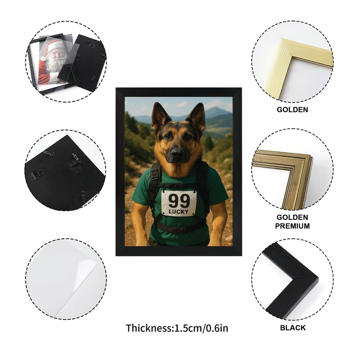 Custom Photo Trail Runner Dog Canvas Framed Wall Art Gift For Dog Lovers
