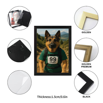 Custom Photo Trail Runner Dog Canvas Framed Wall Art Gift For Dog Lovers