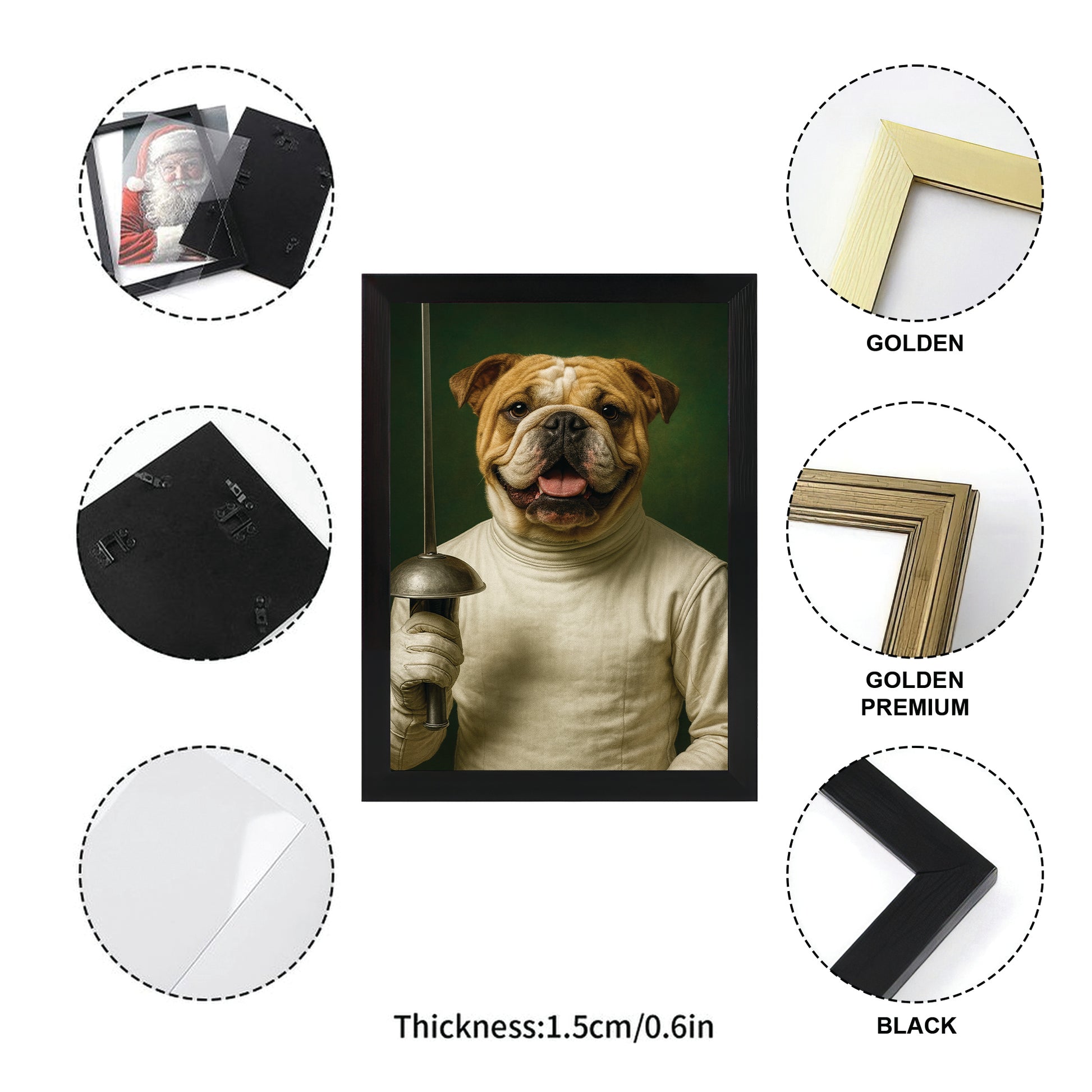 Custom Photo Fencer Dog Canvas Framed Wall Art Gift For Dog Lovers