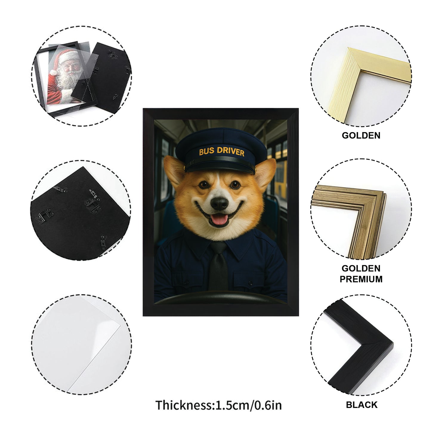 Custom Photo Bus Driver Dog Canvas Framed Wall Art Gift For Dog Lovers