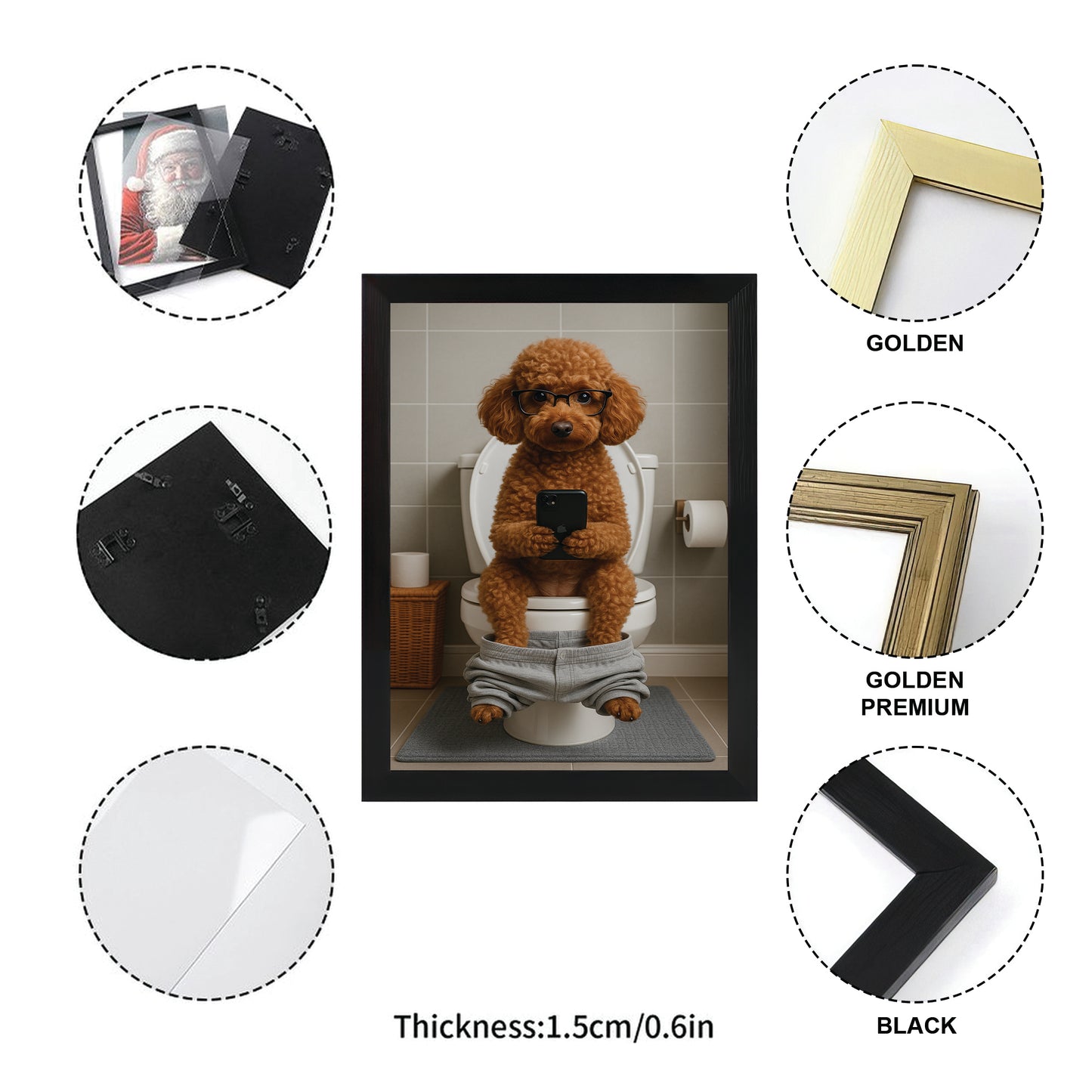 Custom Photo Dog Bathroom Style 15 Canvas Framed Wall Art Gift For Dog Lovers