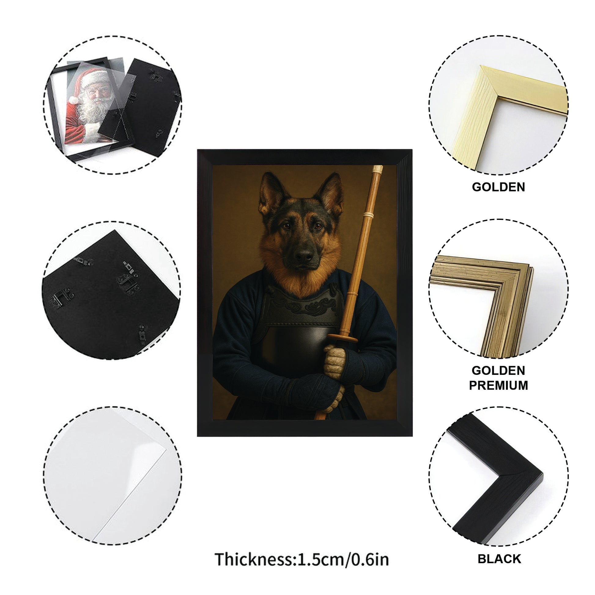 Custom Photo Kendo Dog Canvas Framed Wall Art Gift For Dog Lovers