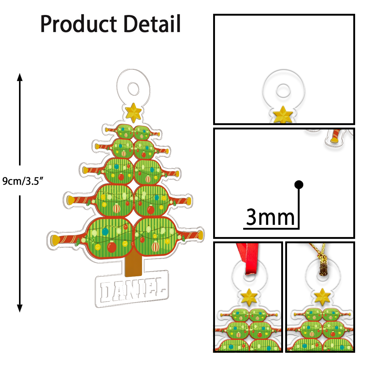 Custom Name Pickleball Xmas Tree Acrylic Ornament Christmas Gift