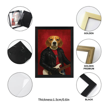 Custom Photo Guitarist Dog Canvas Framed Wall Art Gift For Dog