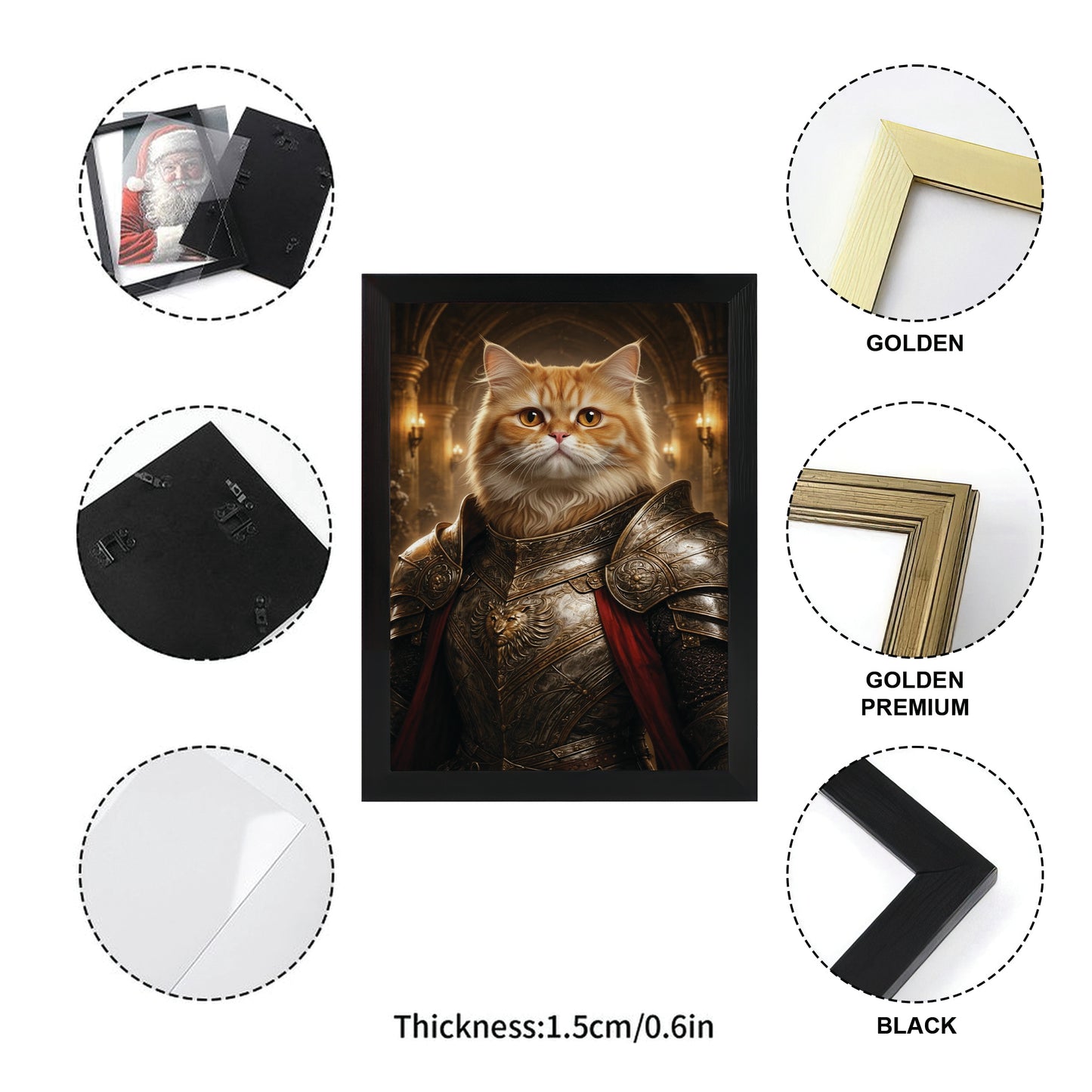 Custom Photo Royal Knight Cat Style 01 Canvas Framed Wall Art Gift For Cat Lovers