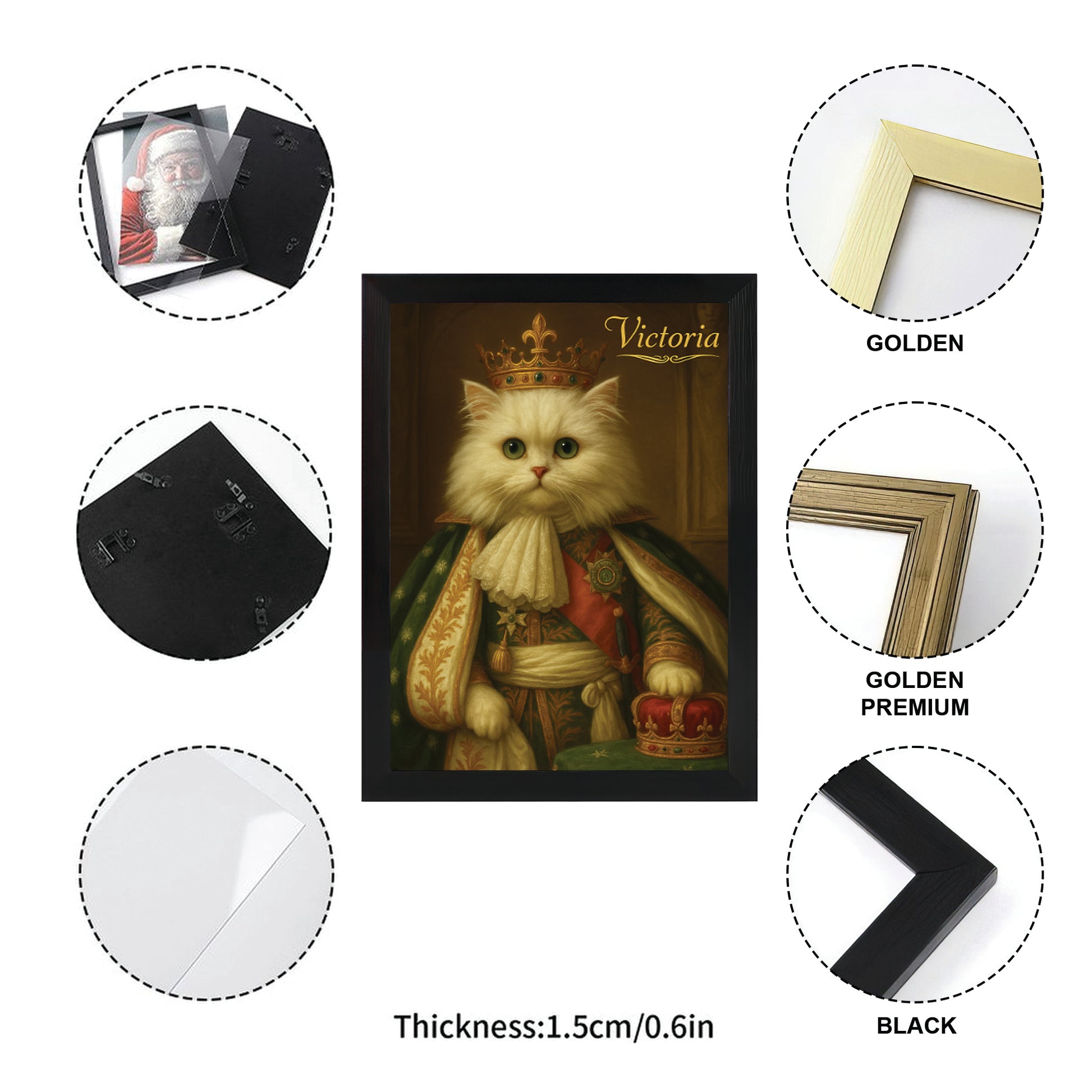 Custom Photo Napoleon Cat Canvas Framed Wall Art Gift For Cat Lovers