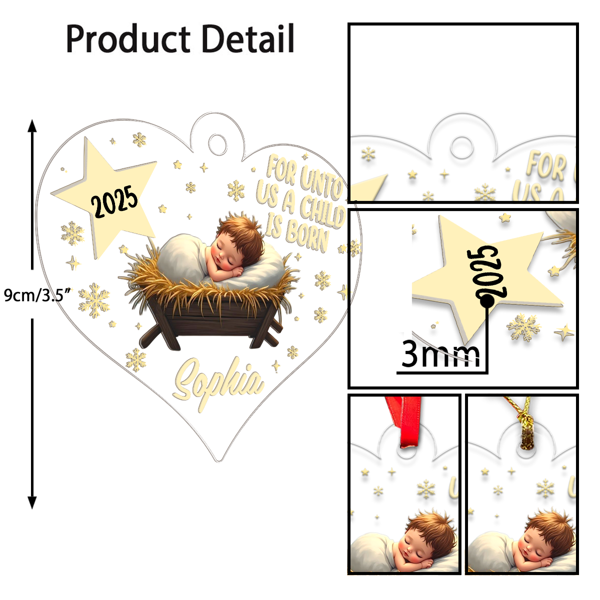 Custom Name Baby Jesus Christmas Acrylic Ornament Christmas Gift