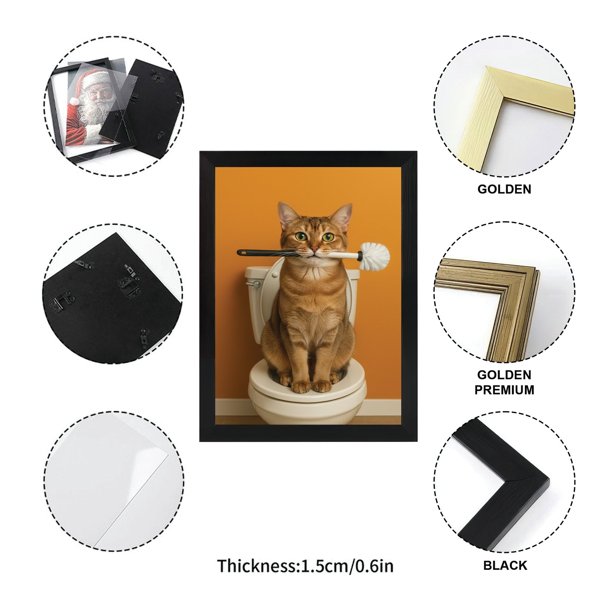 Custom Photo Cat Bathroom Style 31 Canvas Framed Wall Art Gift For Cat Lovers